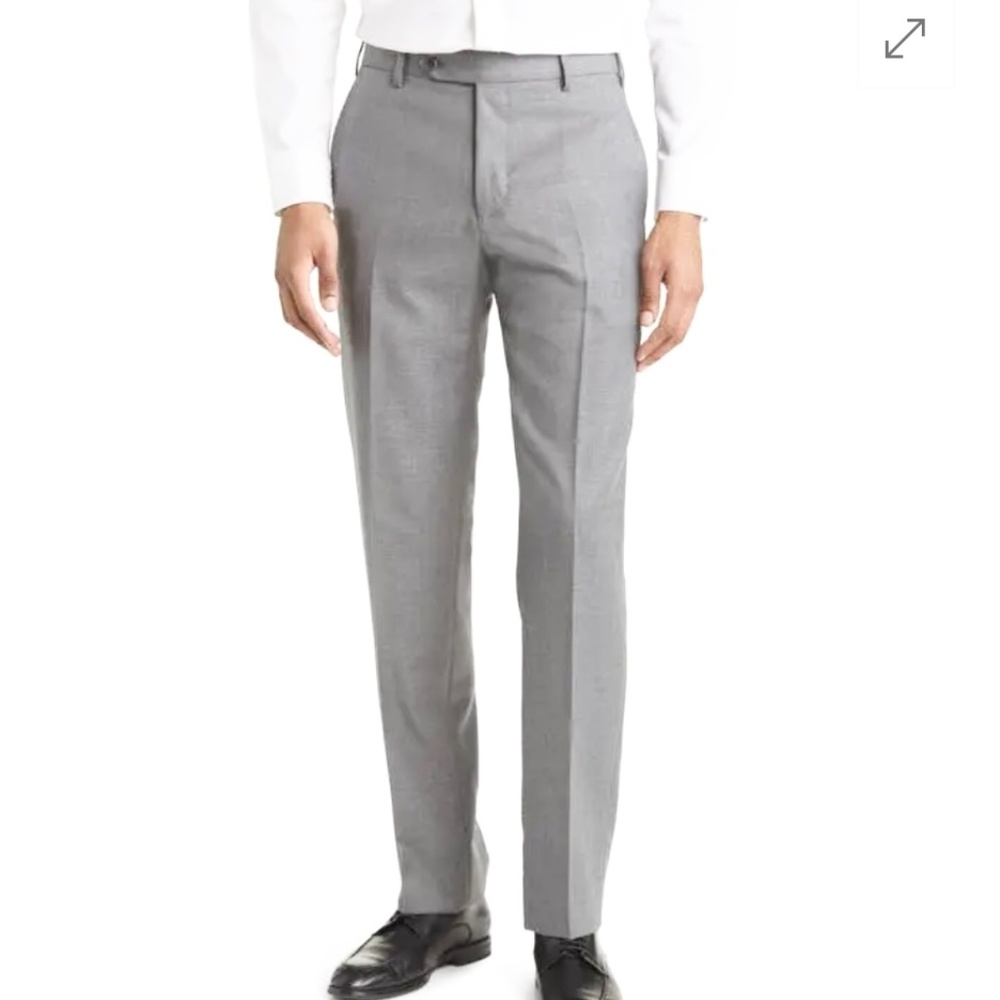 Neiman Marcus Mens 100% Wool‎ Trousers Size 33, Super 120s Flat Front Gray